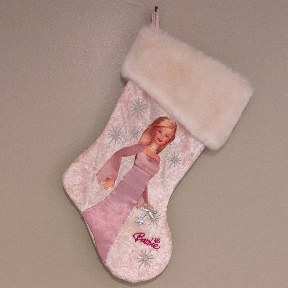 Barbie Pink Stocking with White Fur Trim